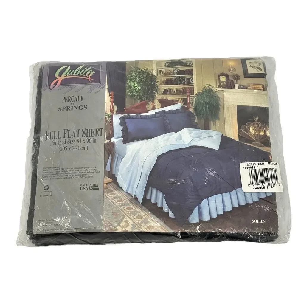 Jubilee FULL Flat Sheet 180 Thread Count BLACK Soft Percale Made in USA NIP